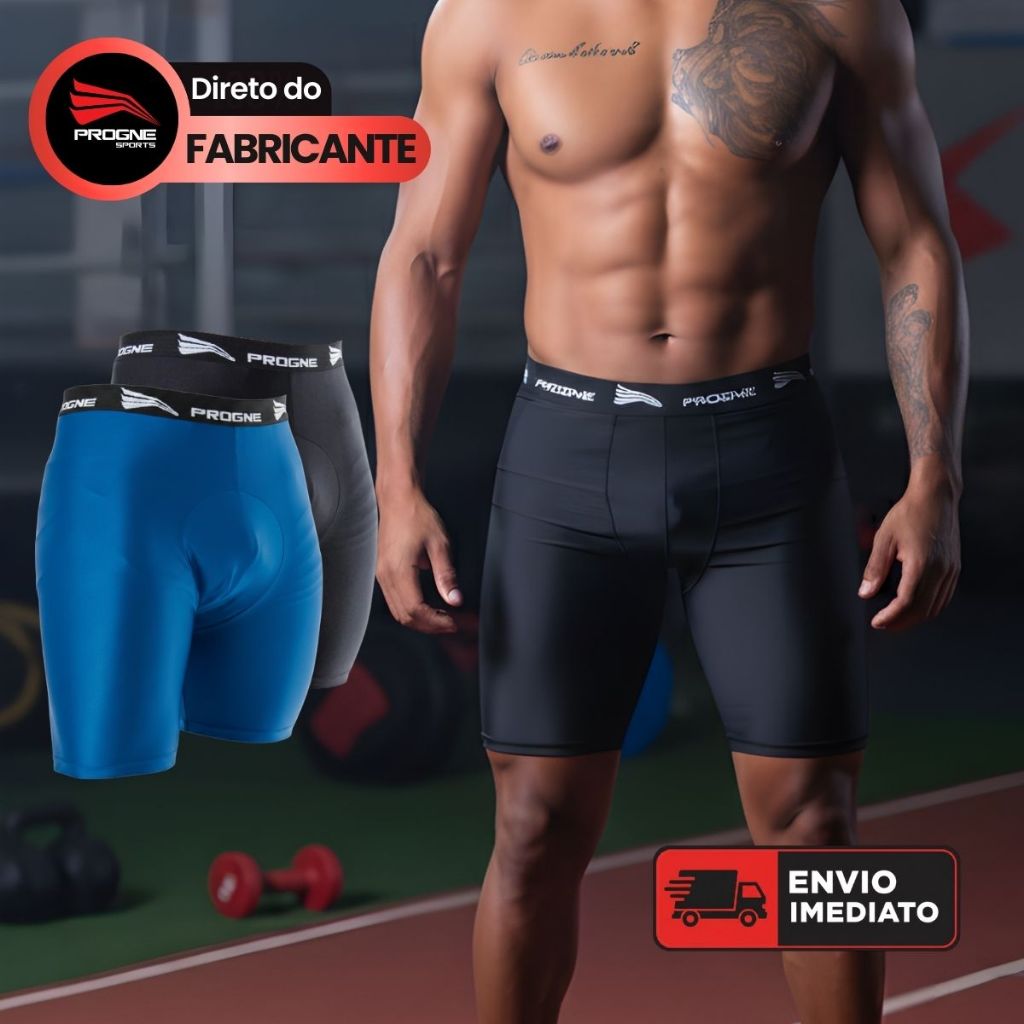 SHORTS COMPRESSÃO TÉRMICA MASCULINA PREMIUM - ESPORTES CORRIDA LUTA - PROGNE SPORTS