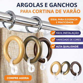 Argolas + Ganchos para Cortina de Varão 28mm Para Varão Grosso Qualidade em Oferta na Shopee