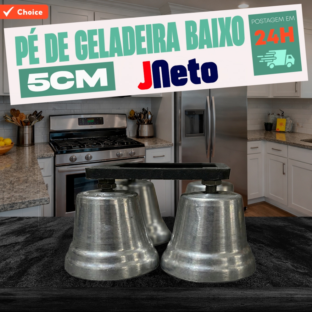 Pés de Alumínio para Geladeiras Fogões e Freezers 4 Peças - Pé Baixo em Oferta na Shopee