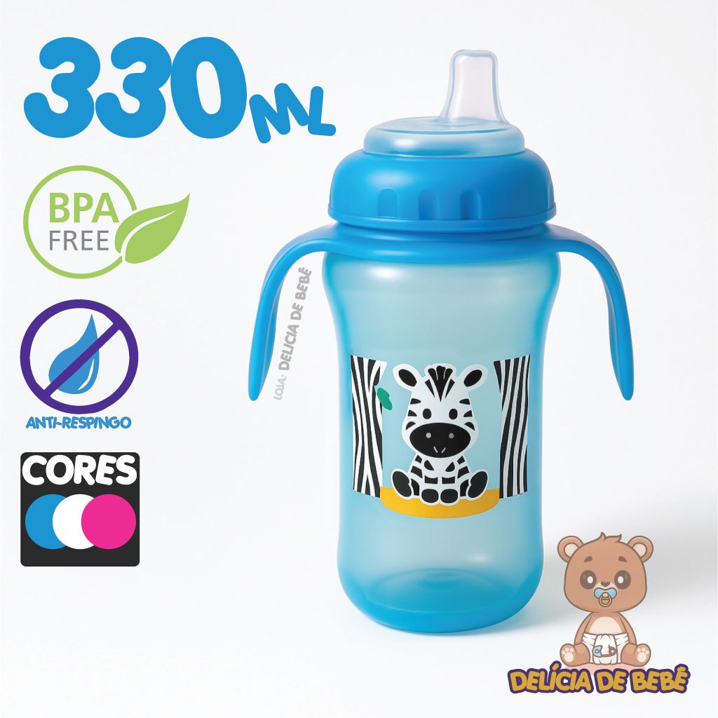 Copo Para Bebê - Anti-Vazamento - Bico Silicone Macio - Alça Removivel - 330 ML - Mamadeira
