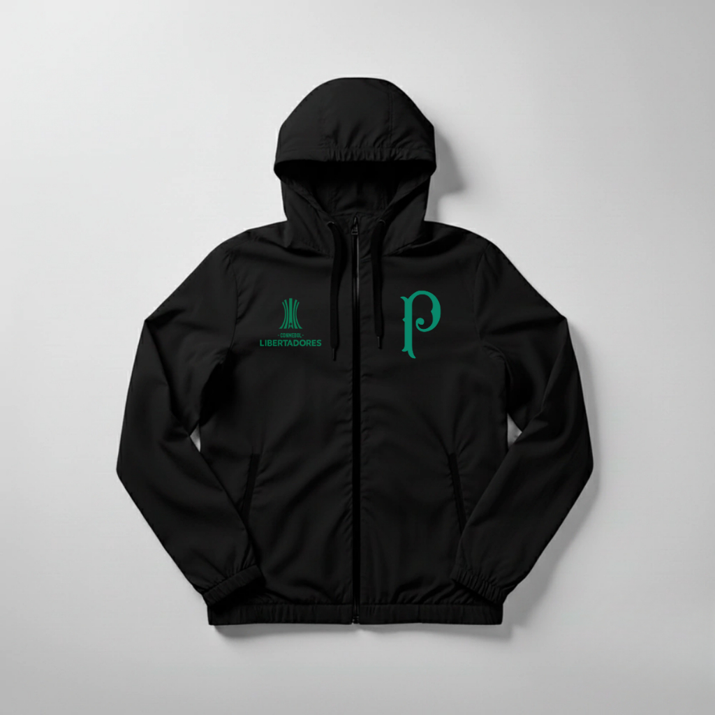 Blusa Corta Vento Masculino Com Capuz Palmeiras Libertadores 2026 Futebol Ultra Leve Políester