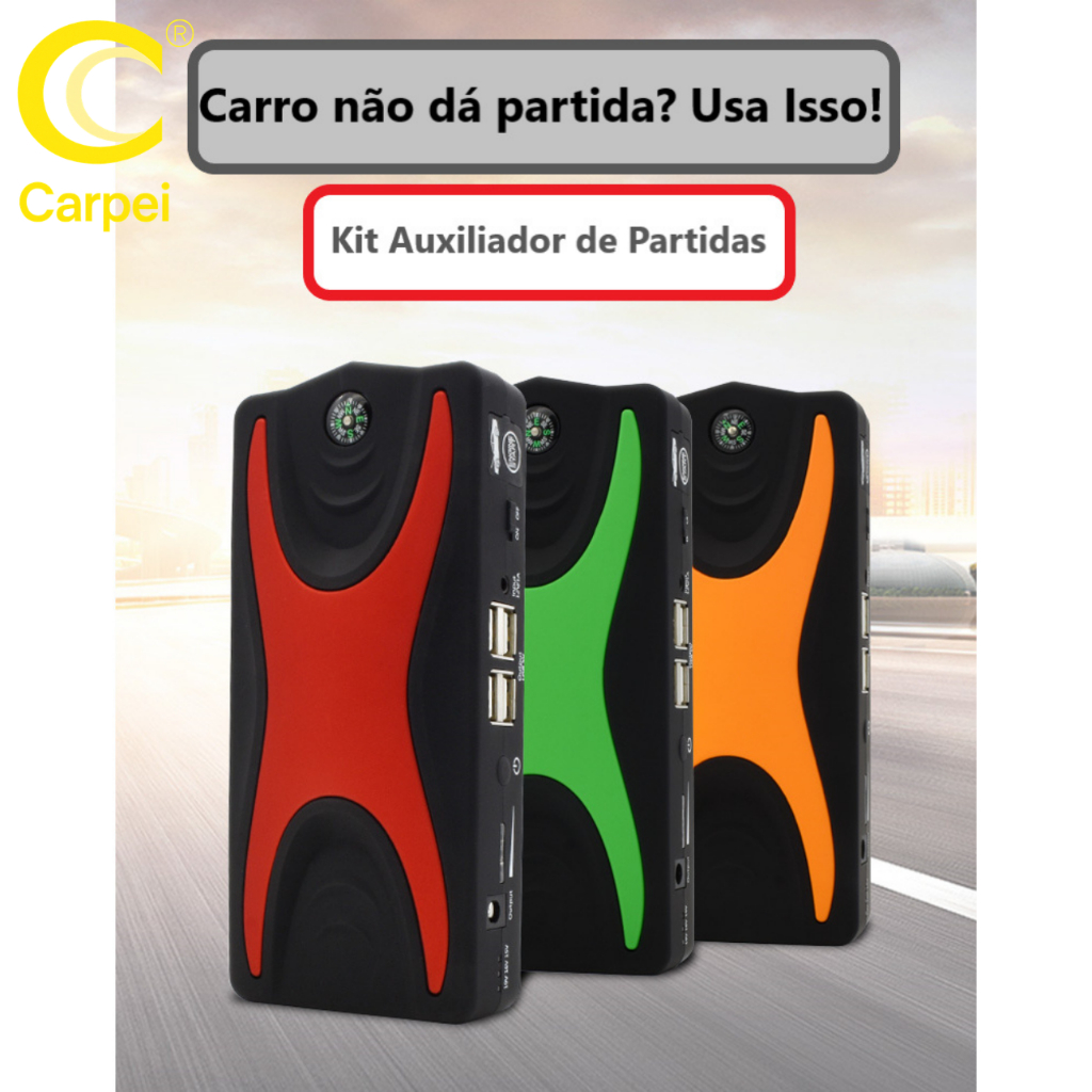 Auxiliador de Partida Com Bateria Portátil Compressor de Ar 12000mAh 12V Moto Carro Notebook Celular em Oferta na Shopee
