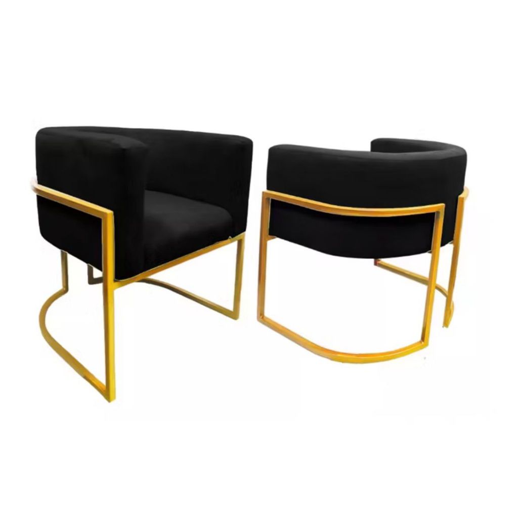 Poltrona Estrutura Metálica Cadeira Decorativa Jantar Clinica Escritório Recepção Decoração Sala