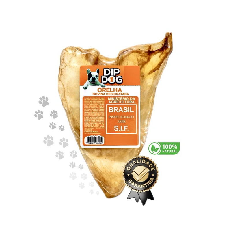 Petisco Orelha Desidratada Bovina Pet Natural Mordedor Pet
