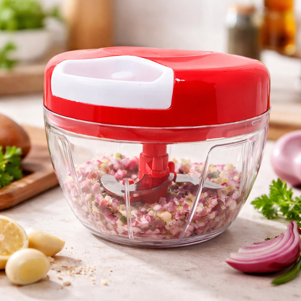 Mini Processador Manual 500ml 3 Lâminas Aço Inox Triturador de Alimentos (Cores Sortidas)