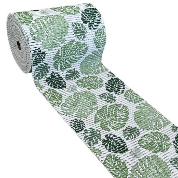 Passadeira Duna Larga Costela De Adão Branco Verde Tapete De Cozinha 65cm Banheiro Antiderrapante