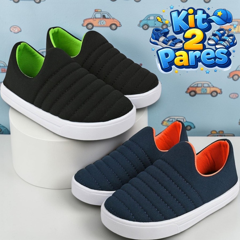 Kit 2 Pares e Avulso Tênis Calce Fácil Leve Confortável Infantil Menino em Oferta na Shopee