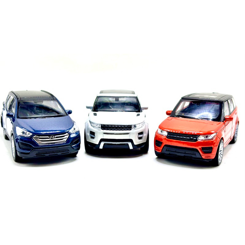 Miniatura Primeira linha KinsMaster 1:36 Range Rover Sport laranja/Range rover Discovery Branco/Santa Fé Hyundai