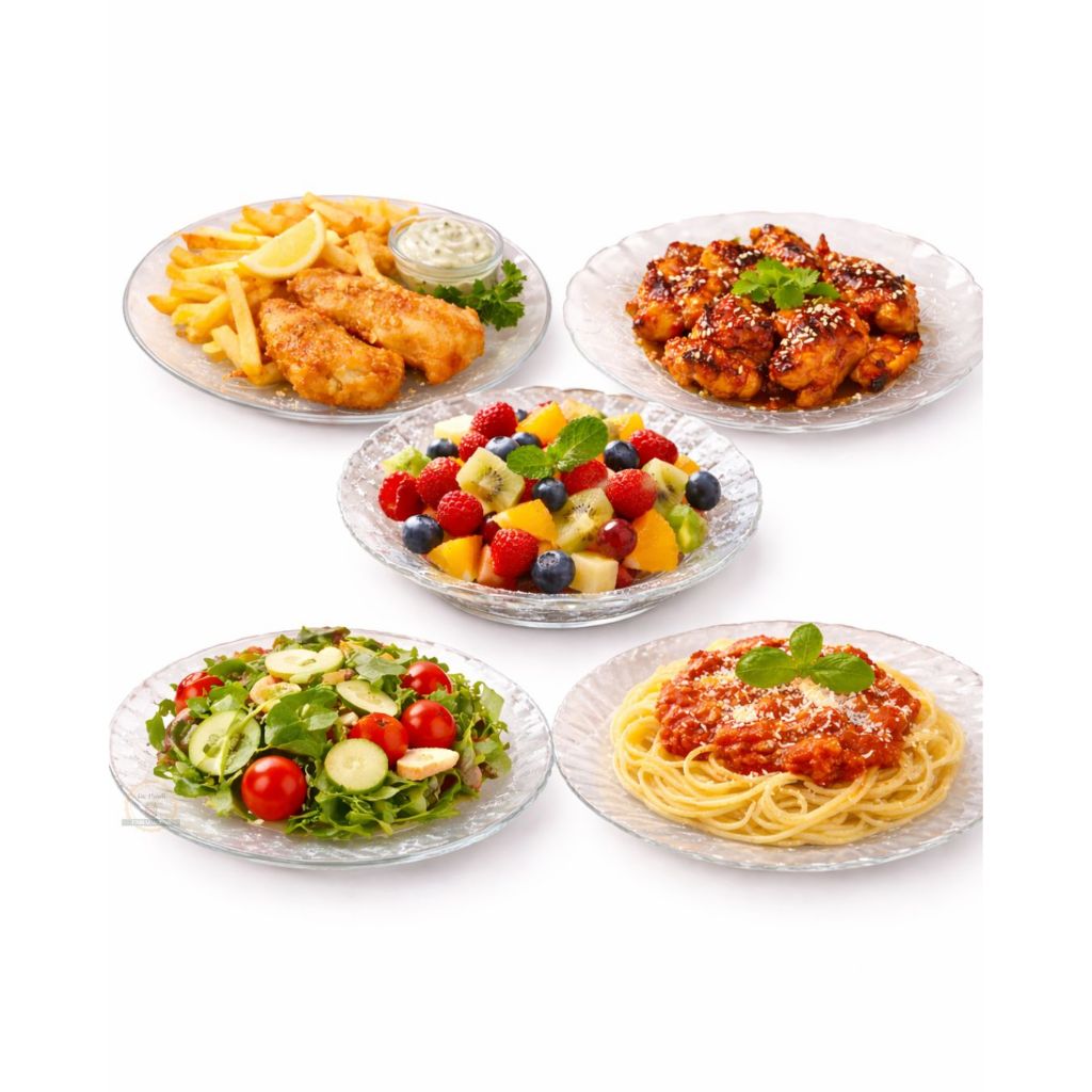 Kit 18 Pratos de Vidro Resistentes 22cm – Egípcio ,Liso e Floral Pratos fundos Modernos