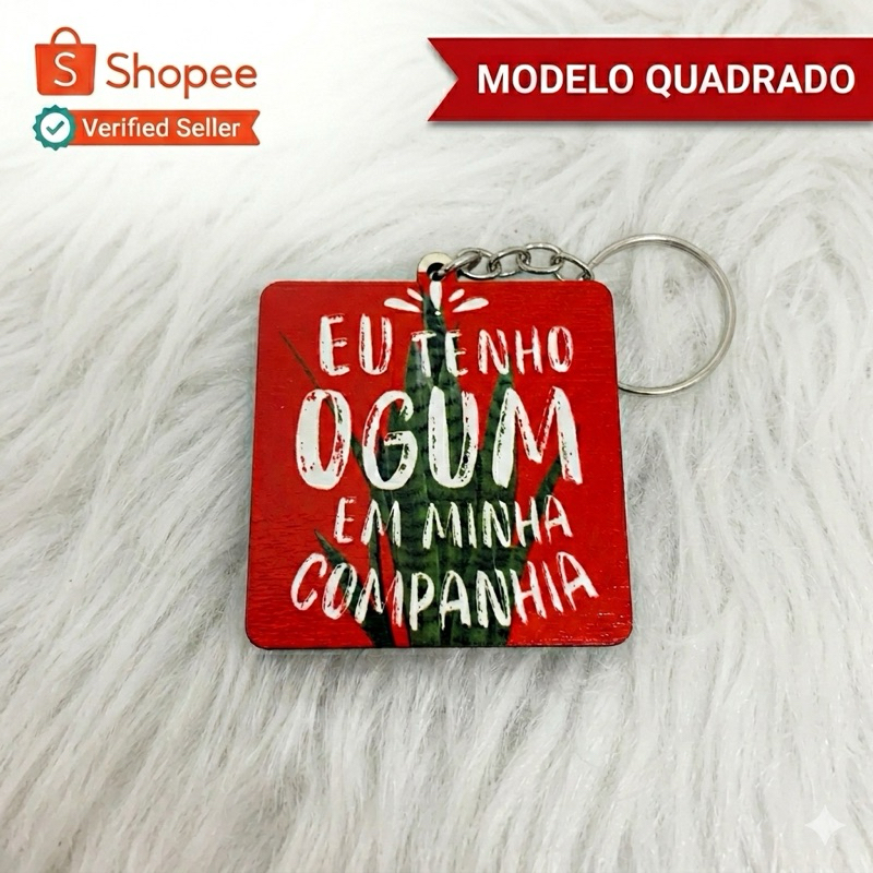 Chaveiro MDF - São Jorge/Ogum -EU TENHO OGUM EM MINHA COMPANHIA