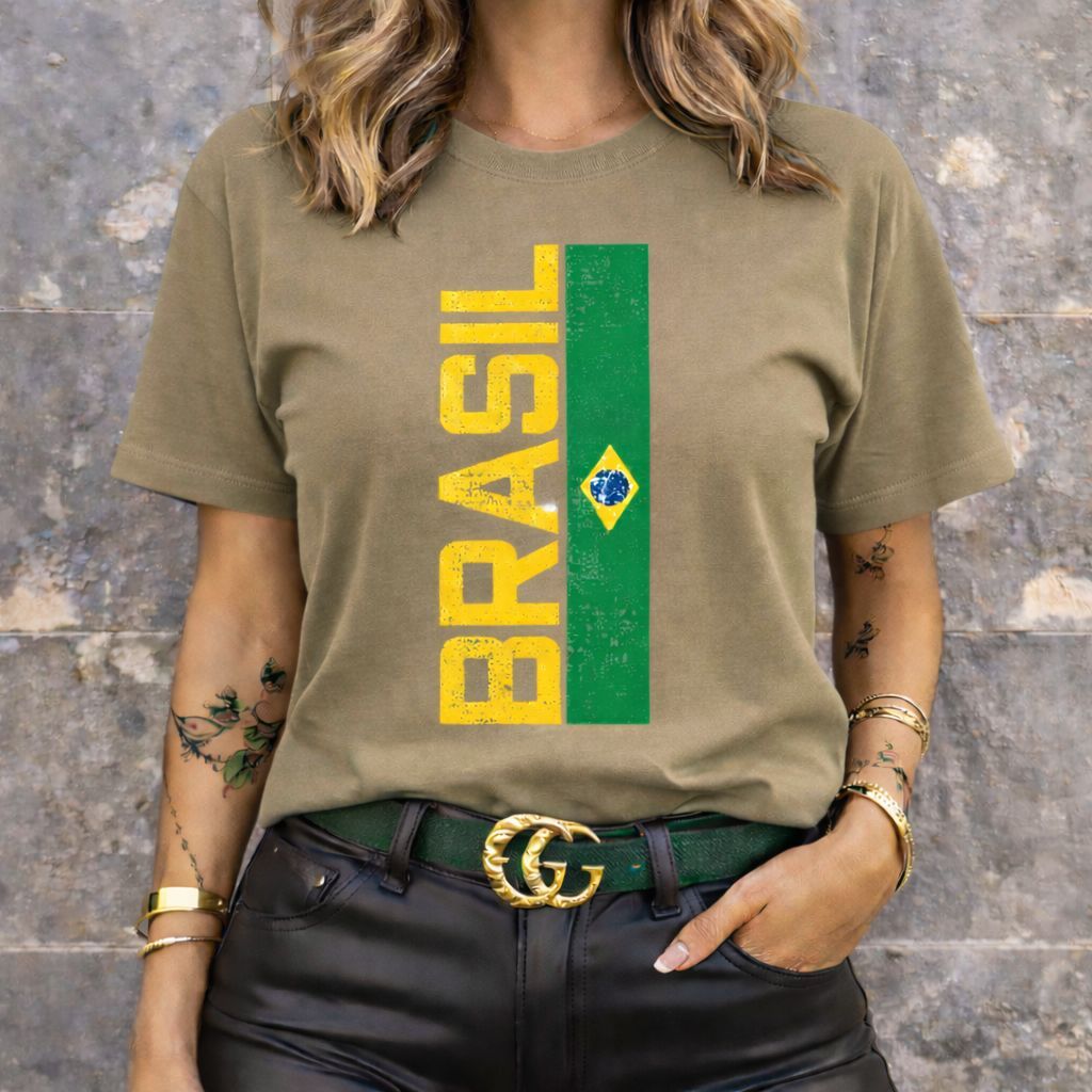 Camiseta Brasil Feminina  Estampa Bandeira do Brasil Algodão 100% Premium Copa Seleção Brasil