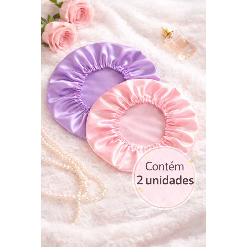 Kit 2 Touca De Cetim Ajustável Toca Anti Frizz Toque De Seda Toca Para Dormir Cabelo Alinhado Banho