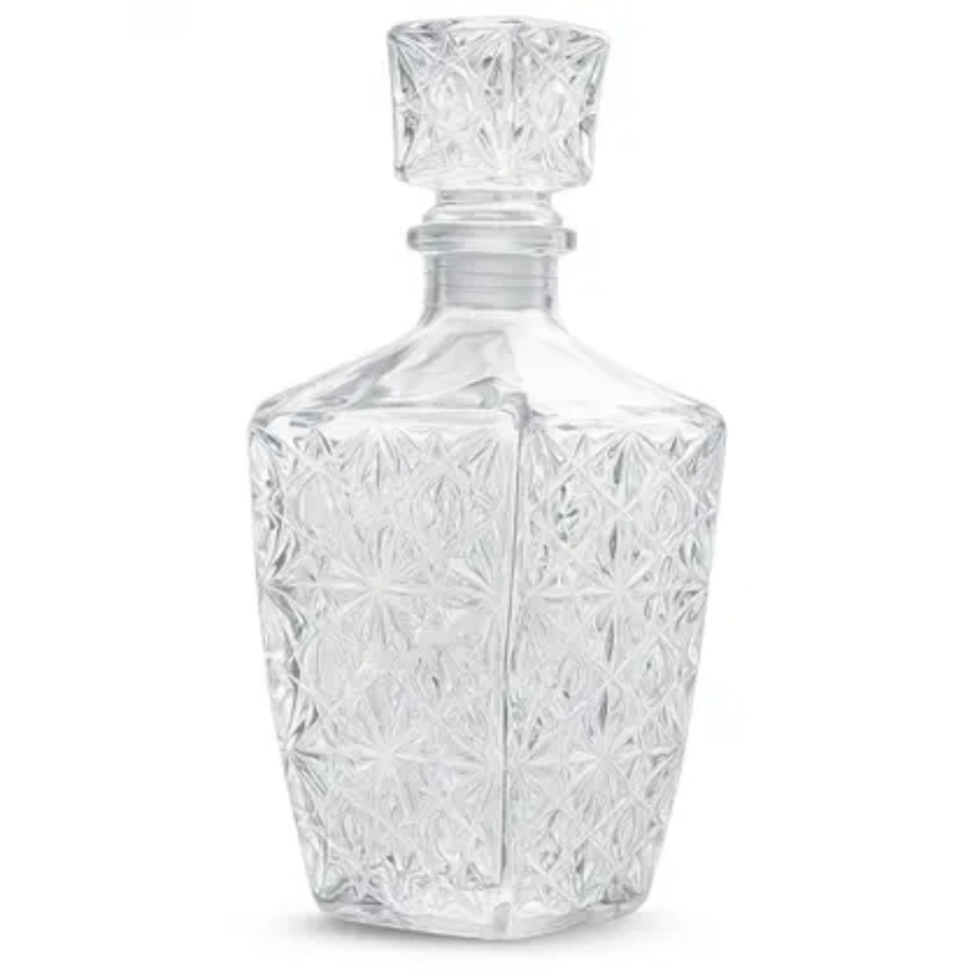 Garrafa Vidro Licoreira 320ml Cristal Lapidada Multiuso Decoração Galheteiro Luxo Elegante