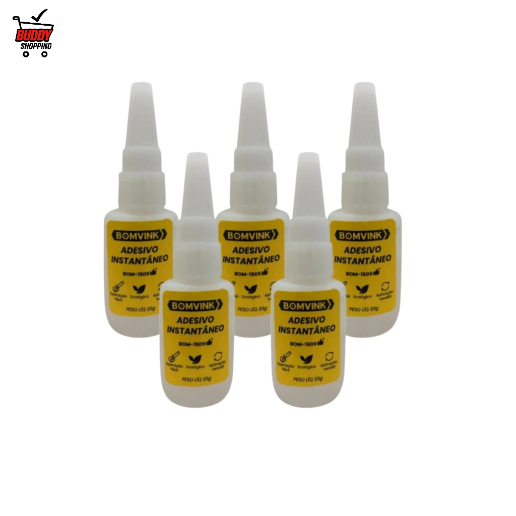 Kit com 5 pçs Super Cola Instantânea Adesivo Ceramica Couro Madeira Vidros em Oferta na Shopee