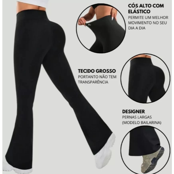 Calça Legging Bailarina Flare Modela bumbum Cintura Alta Promoção Tamanho G
