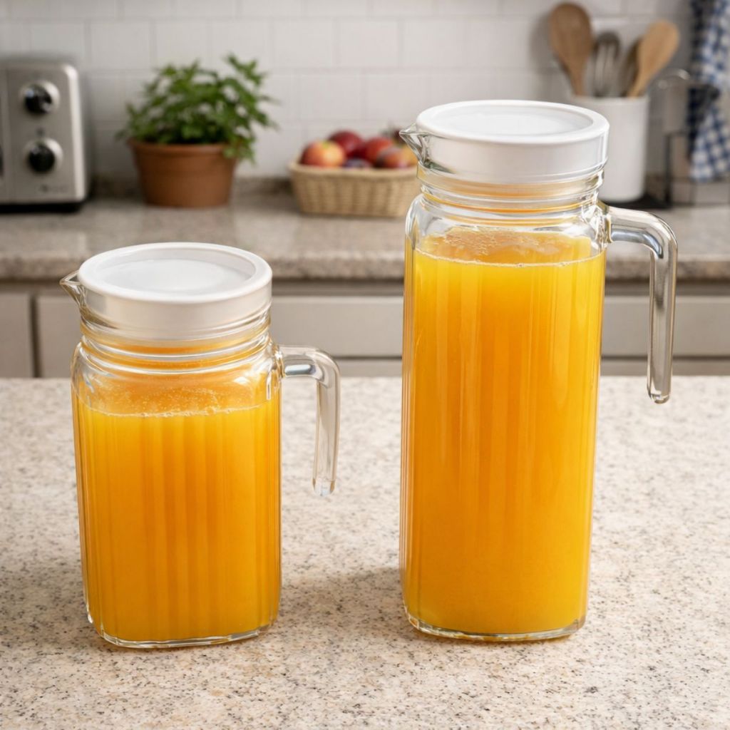 Kit 2 Jarra de Vidro Jarra para Suco água 1L 500ml Casa Jarra para Cozinha Vidro Com Tampa Plástica em Oferta na Shopee