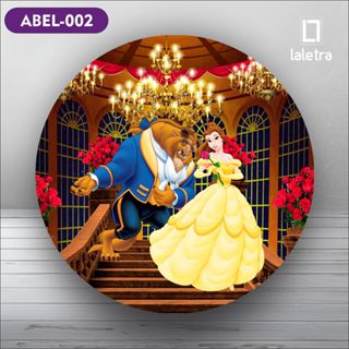 Capa Painel Redondo de Festa Veste Fácil Sublimados Tema A Bela e a Fera Decoração Exclusiva. em Oferta na Shopee