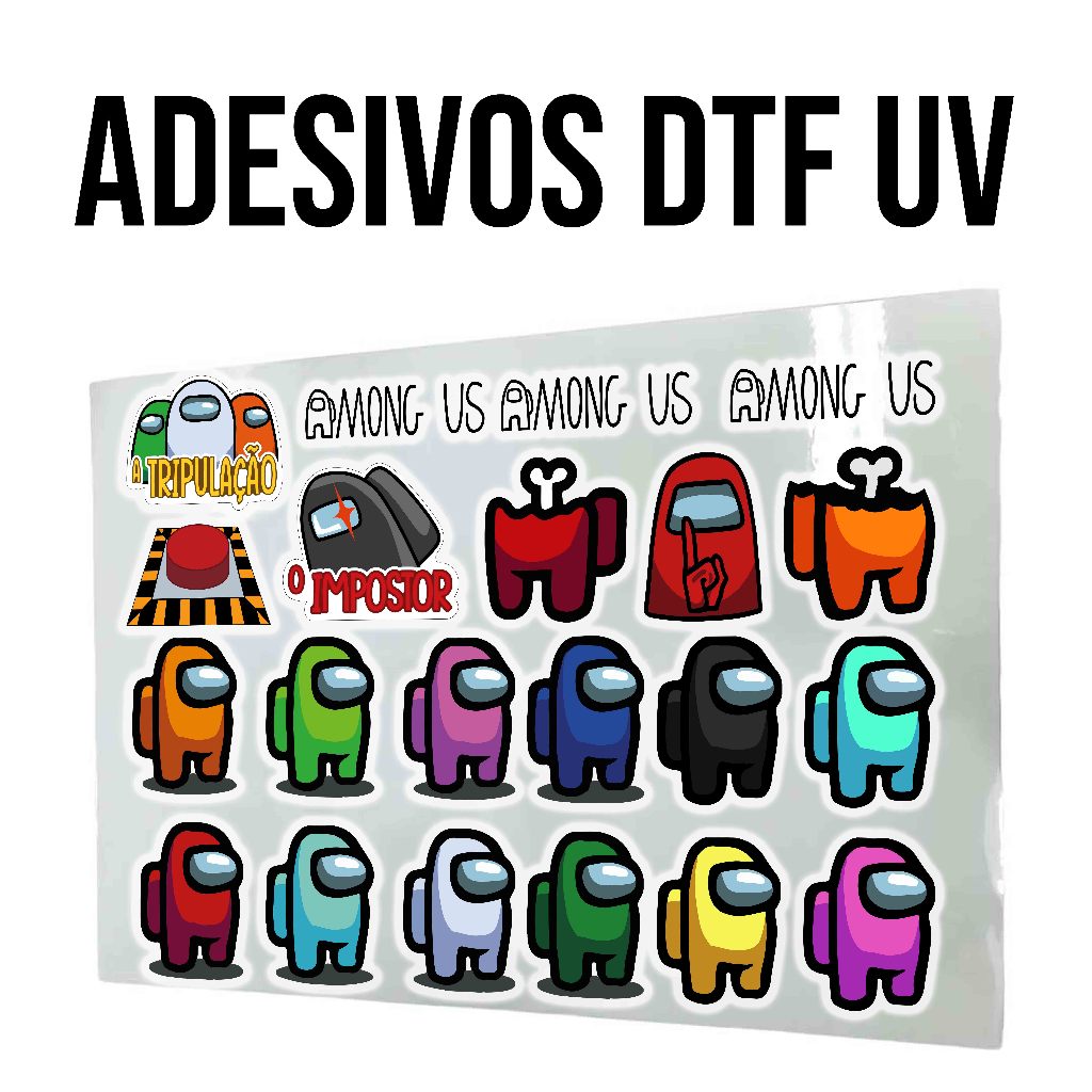 Kit de Adesivos DTF UV Among us, Jogo, Diversas imagens.