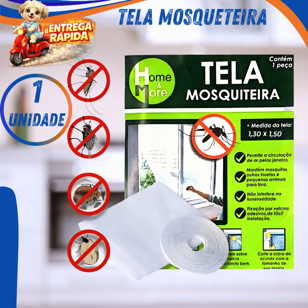 Tela Mosquiteira Residencial com Velcro Barreira Contra Mosquito Mosca e Barata Proteção para  Casa em Oferta na Shopee