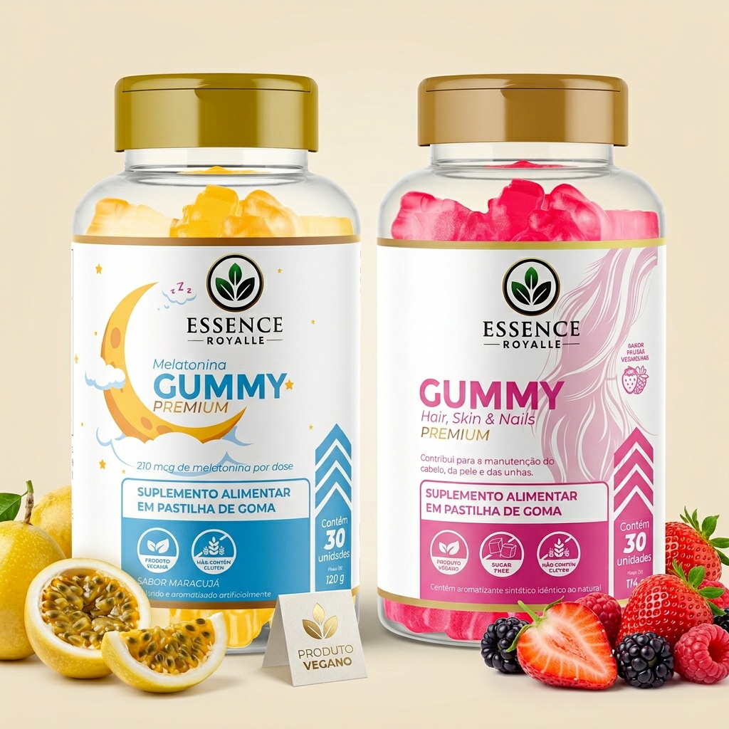 Kit Gummy Melatonina + Gummy Hair Zero com Vitaminas, Biotina e Ácido Hialurônico | Cabelo, Pele e Unhas