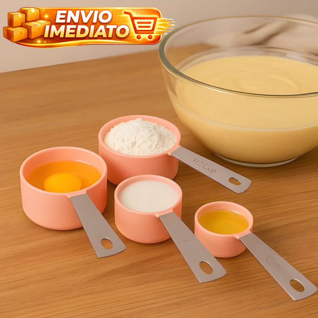 Conjunto Medidoras De Xícaras 4 Peças Luxo Alta Qualidade Tamanhos  240ml 120ml 80ml 60ml - Hercules