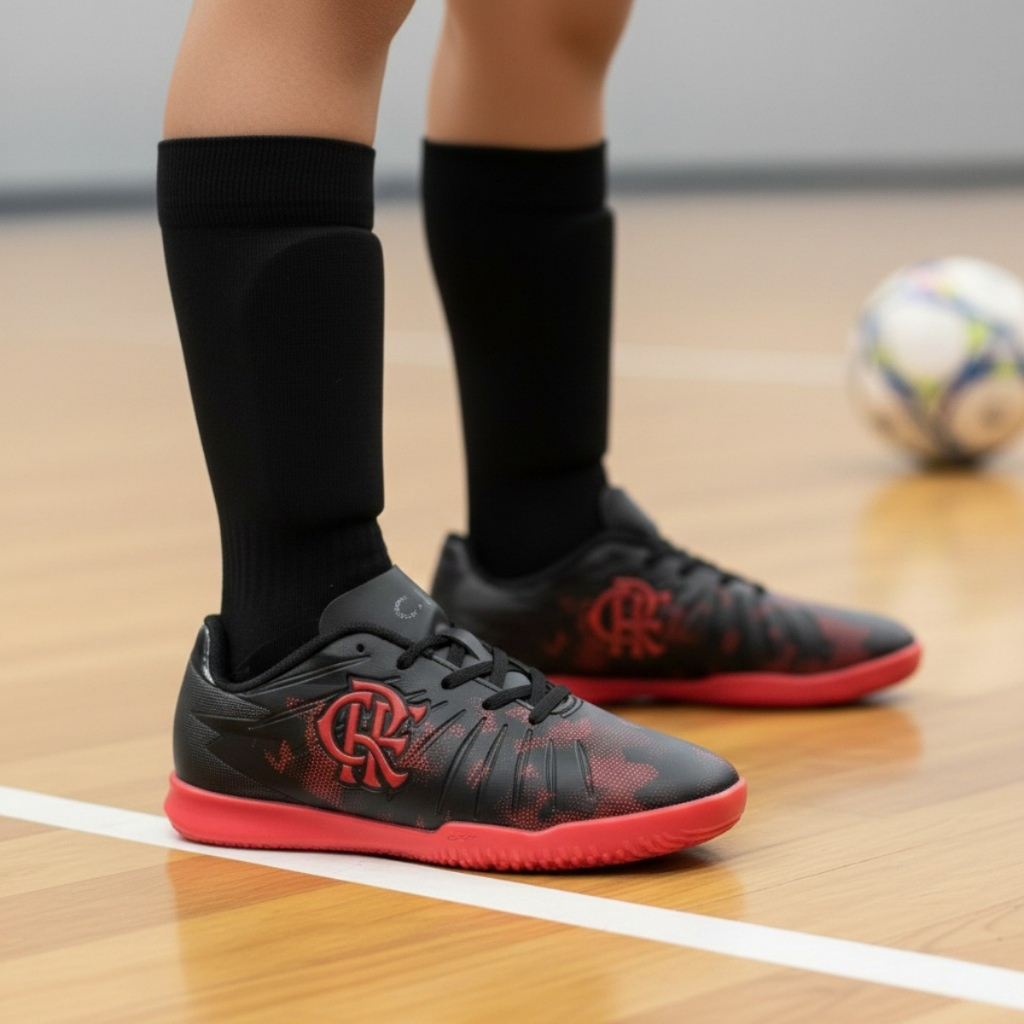 Chuteira Futsal Infantil OXN Vision 3 Flamengo em Oferta na Shopee