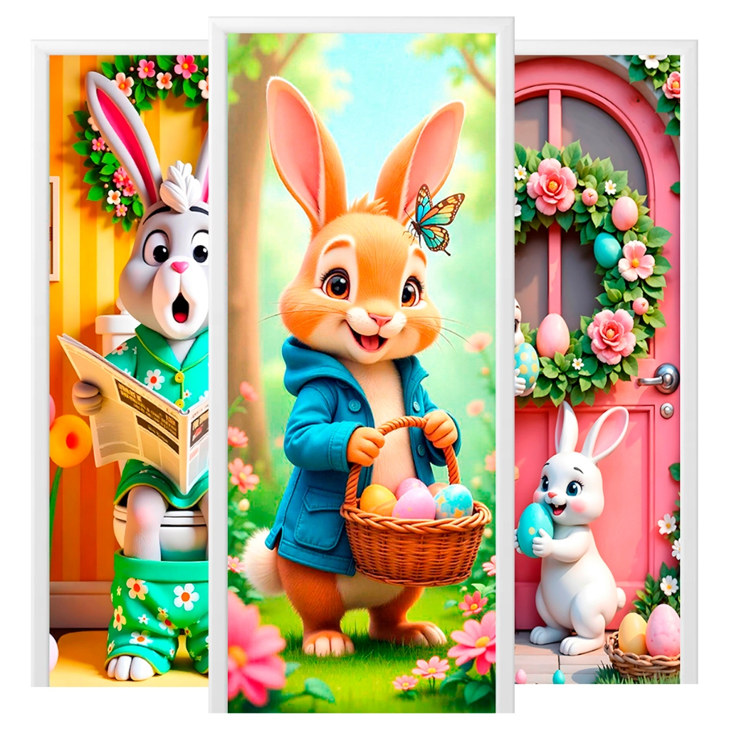 Capa de Porta Feliz Páscoa Decoração C/ Elástico Sublimado 0,85x2,10 Mt em Oferta na Shopee