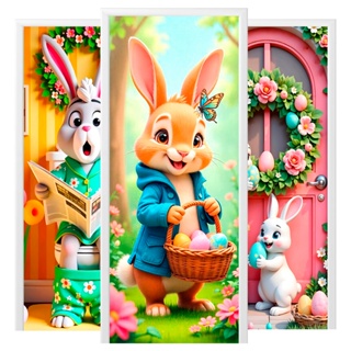 Capa de Porta Feliz Páscoa Decoração C/ Elástico Sublimado 0,85x2,10 Mt em Oferta na Shopee