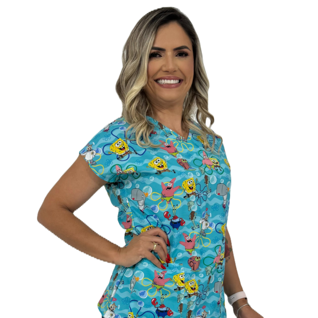 Blusa Pijama Scrub Hospitalar Enfermagem Pediatria Infantil em Oferta na Shopee