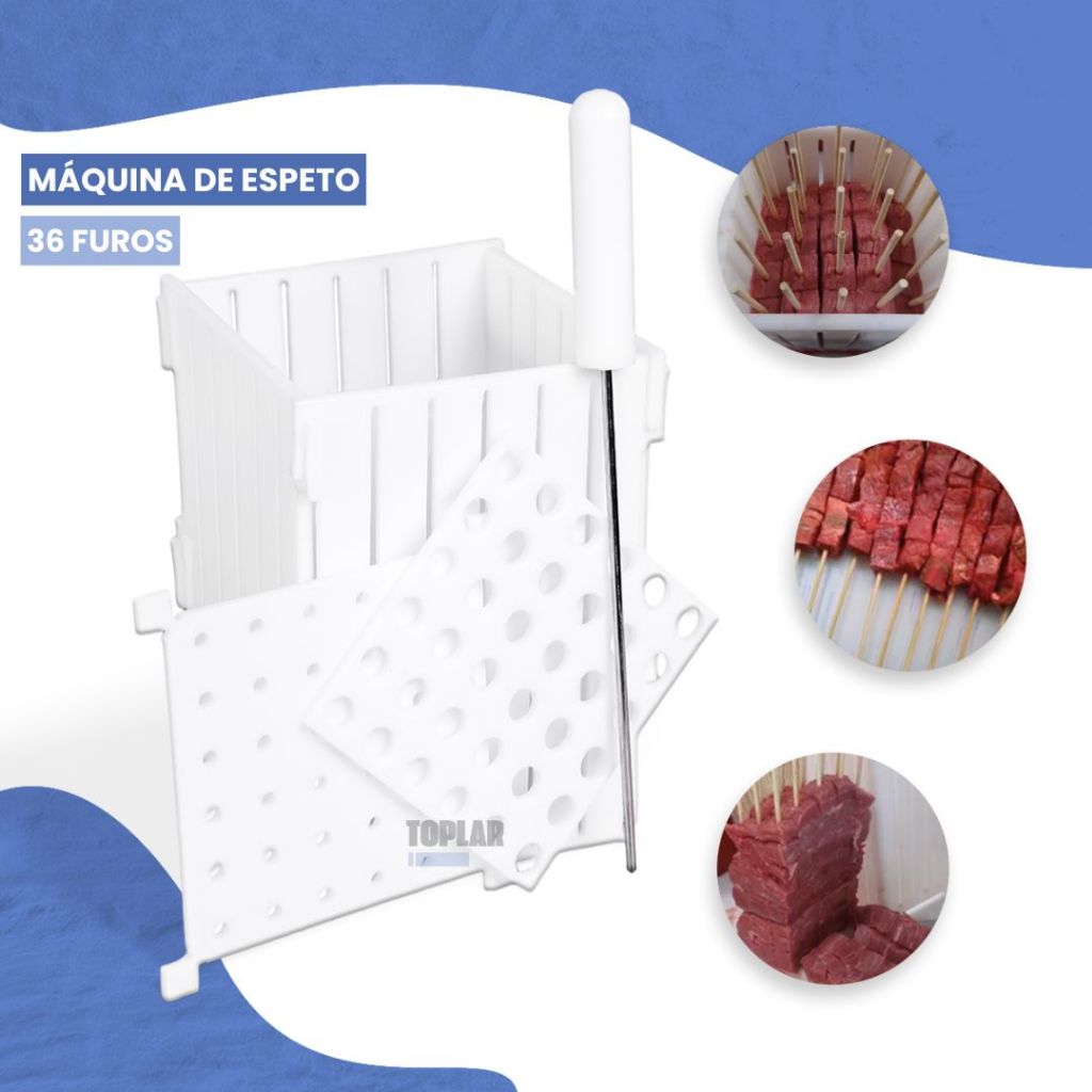 Maquina De Espeto Churrasco Profissional Polietileno Antibacteriana 36 Espetinhos