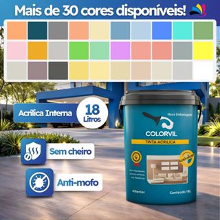 Tinta acrilica para parede 18 litros sem cheiro latex varias cores alta durabilidade em Oferta na Shopee