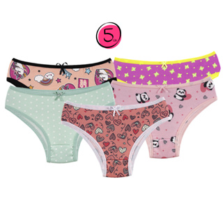 Kit 5 Calcinha Juvenil Estampada Menina Moça Feminina Tanga Infantil Conforto Forro 100% Algodão em Oferta na Shopee