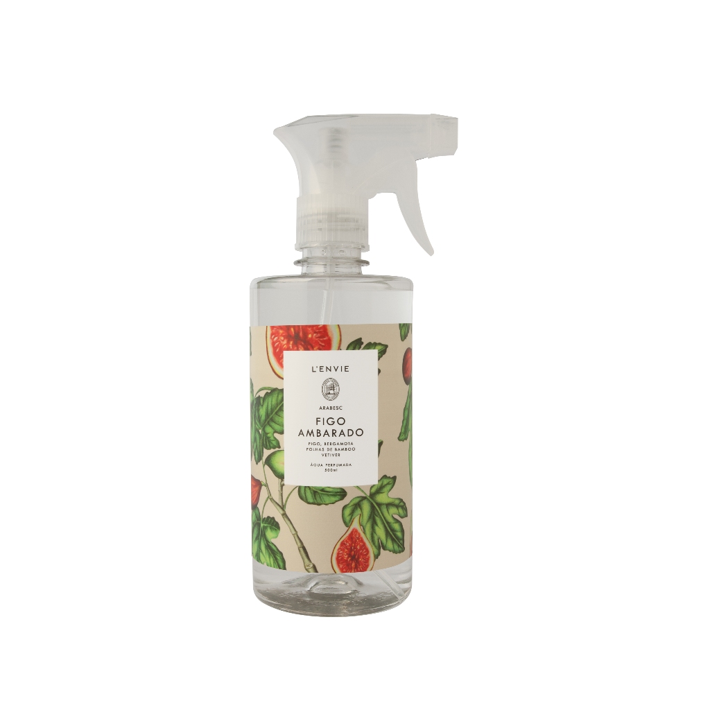 Água Perfumada Lenvie Figo Ambarado Arabesc 500 ml - Para Almofadas Tecidos Cortinas Tapetes