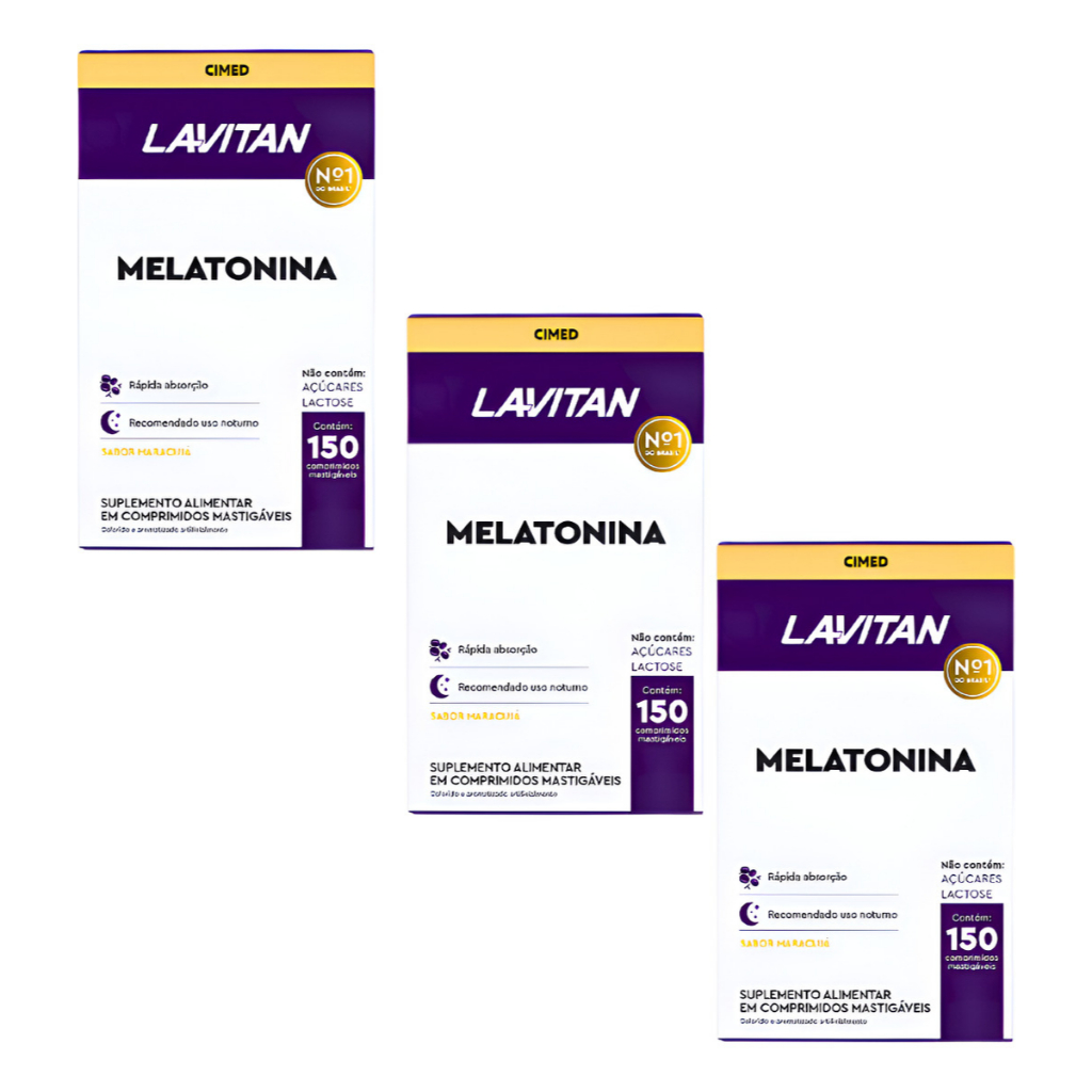 😴💤 Kit 3 Caixas Lavitan Melatonina Maracujá – 450 Comprimidos Mastigáveis | Cimed