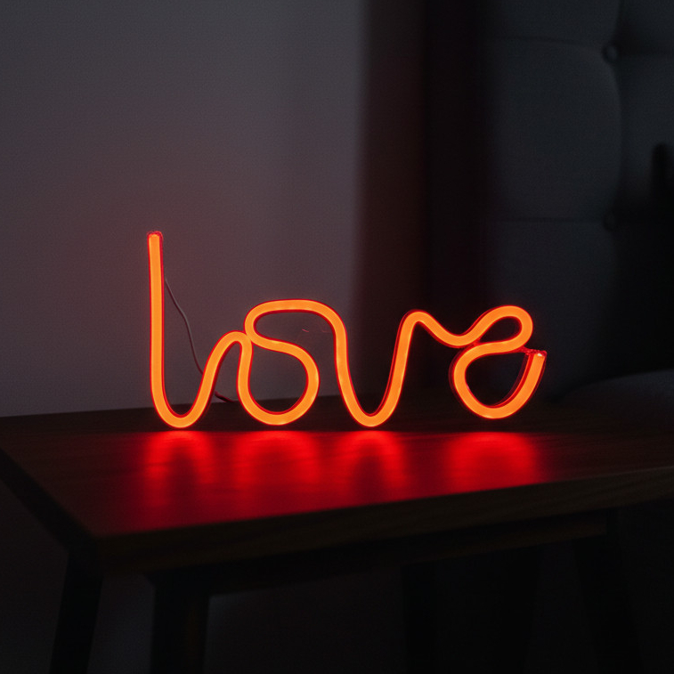 Luminária LED Neon Love Coração Eletro Decorativa Romântica Quarto Dia dos Namorados