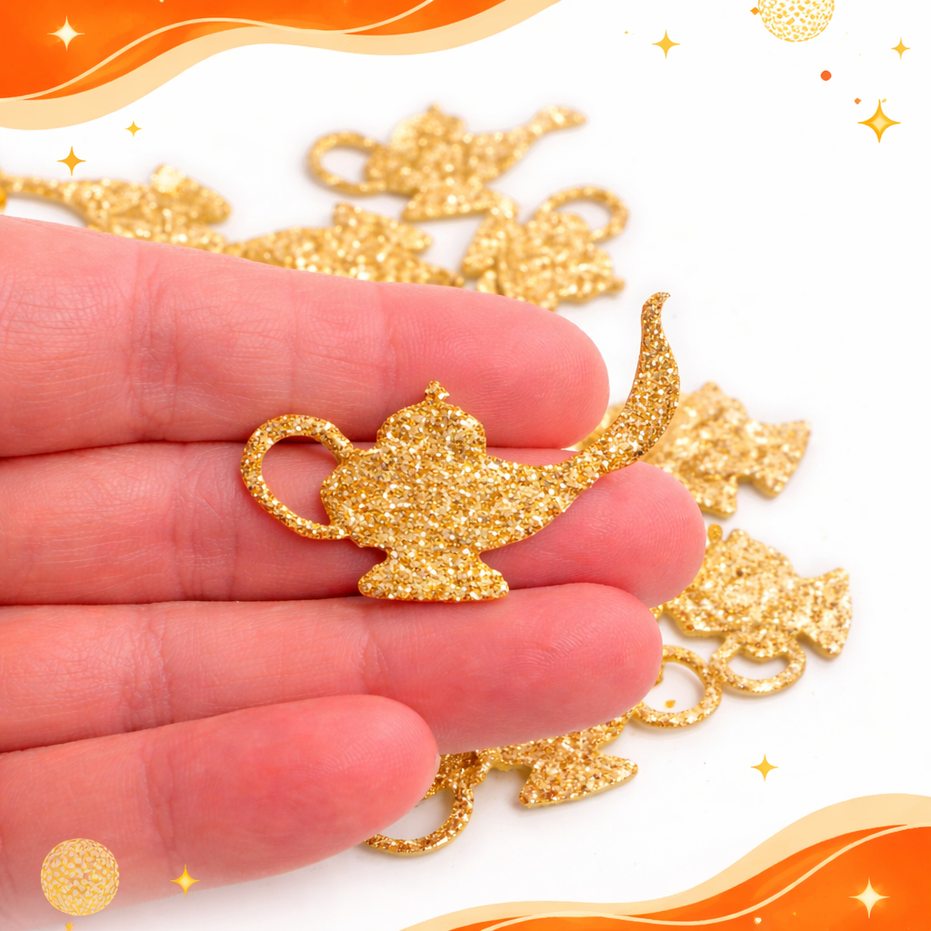 Apliques no EVA - Lâmpada de Aladim 4x2cm para lembrancinha festa infantil
