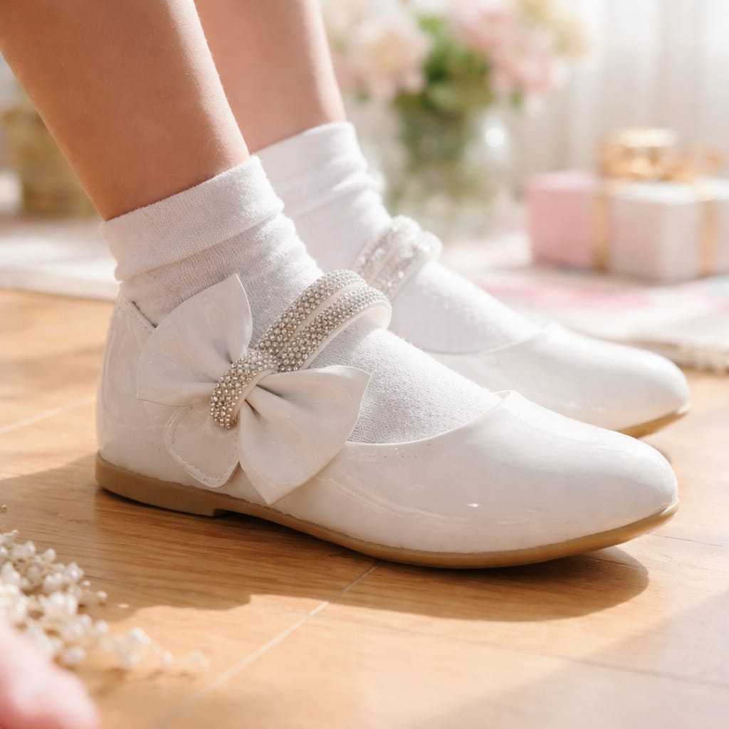 Sapatilha Infantil Menina Laço Strass Festa Confortável Leve