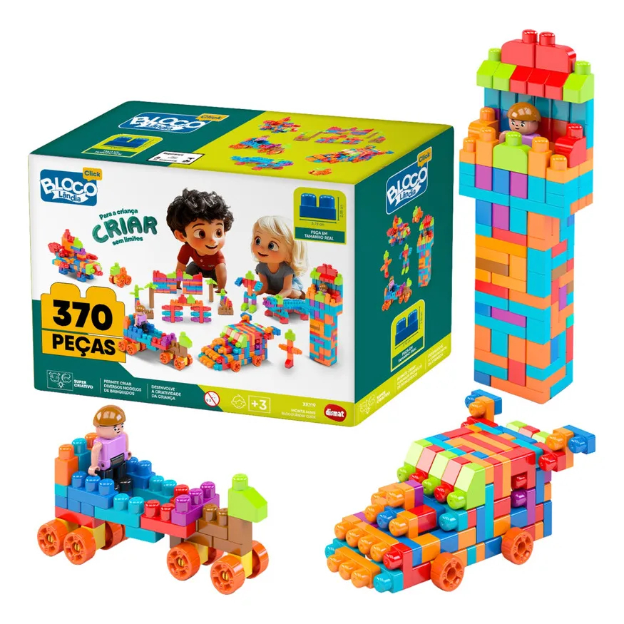 Brinquedo De Montar 3 Anos 370 Peças Médias Blocos de Montar Educativo Criança LE GO PEÇAS GRANDES PEDAGOGICO INFANTIL