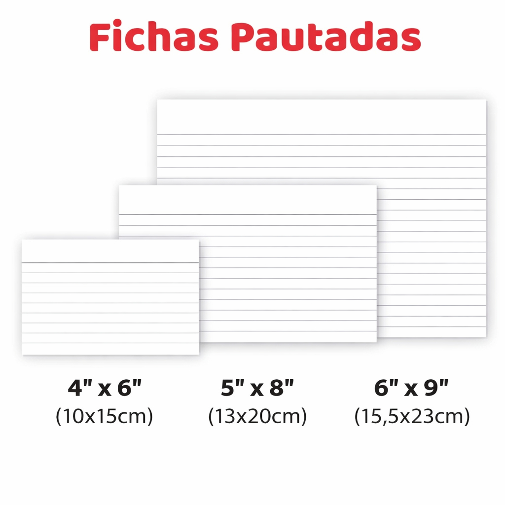 Fichas Pautadas Flash Card Papel 150g Anotações Estudo 4x6 5x8 6x9 100 e 200 Folhas em Oferta na Shopee