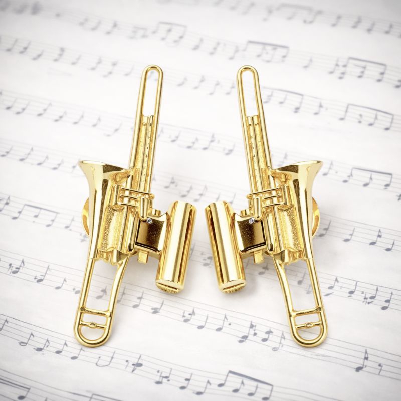 Prendedores de partituras luxo modelo trombone flash de ouro 2 unidades + 5 prendedor de gravata luxo modelo invisível.