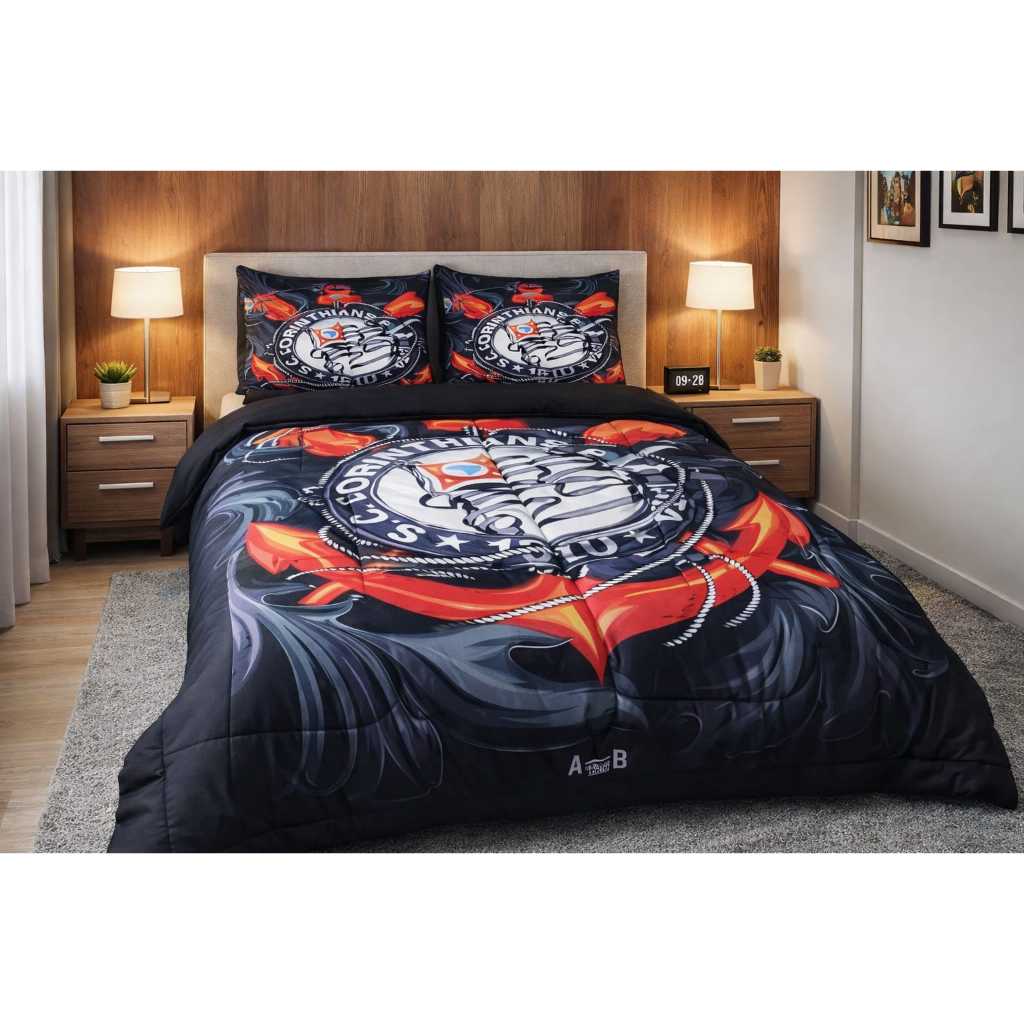 Edredom Time de Futebol Casal Queen – Cobertor Macio Estampado Torcedor