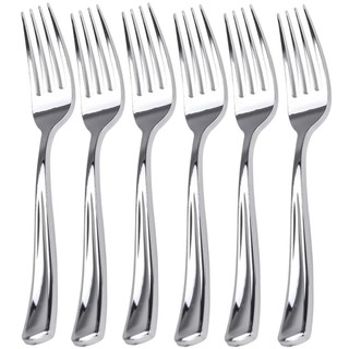 100 garfos de plástico prateados brilhantes para festas, garfo resistente descartável de 18,5 cm