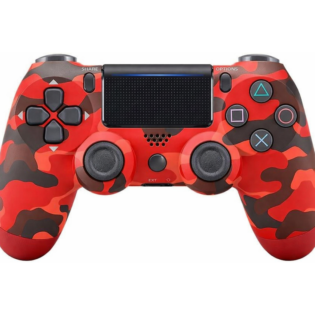 Controle Sem Fio Compatível com PS4, PC e Celular – Vermelho Camuflado | Qualidade Premium