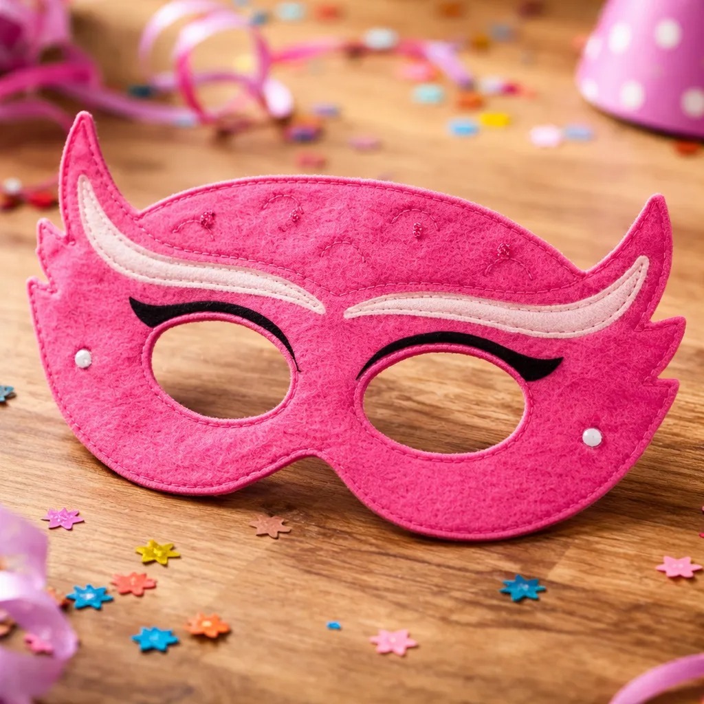 Máscara Em Feltro Bordada Corujita Amaya Do Pj Masks