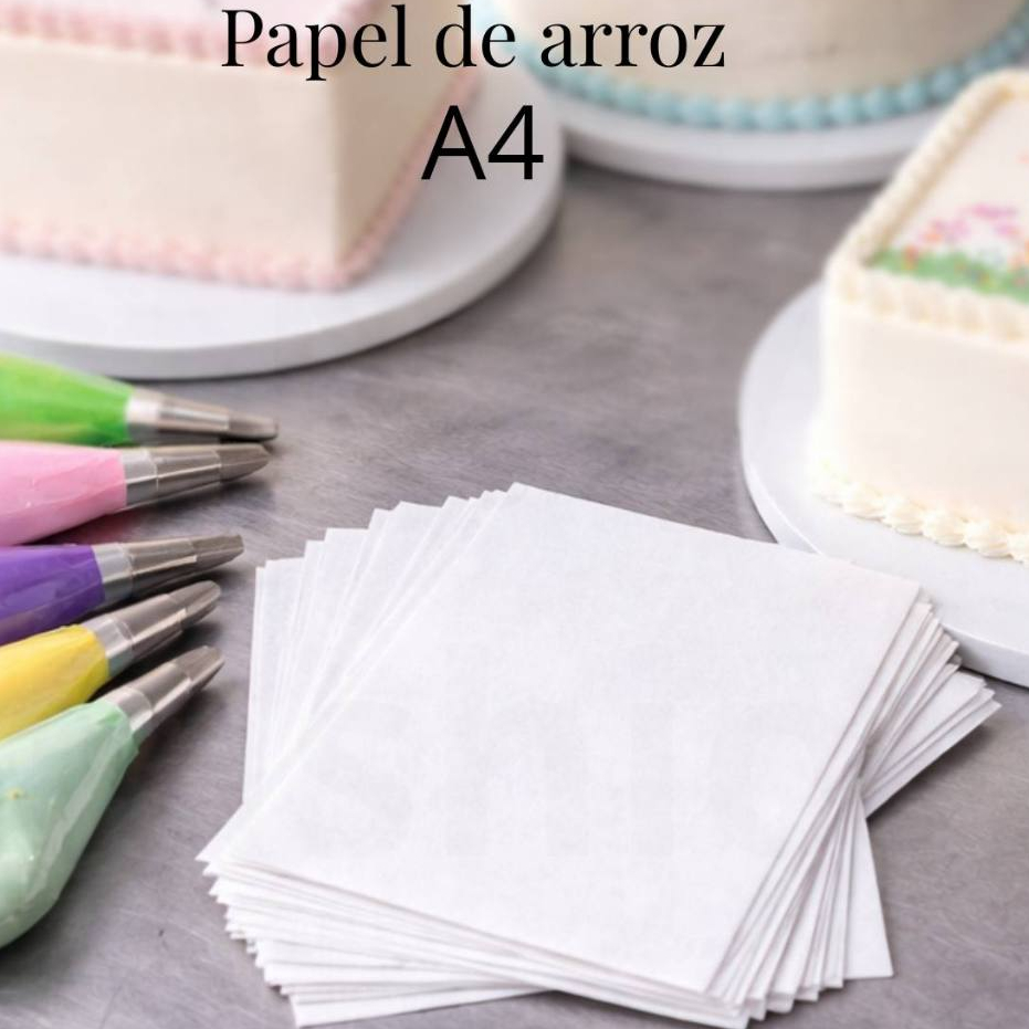 Papel de Arroz Comestivel para Bolo A4 Branco 10 Unidades Confeitaria Cupcake Decoraçao Artimagem