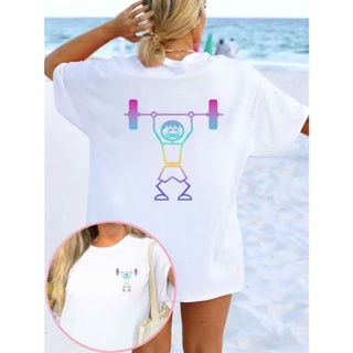 Camisa Feminina 100% algodão Academia Crossfit colorida  malha premium esportiva casual verão em Oferta na Shopee