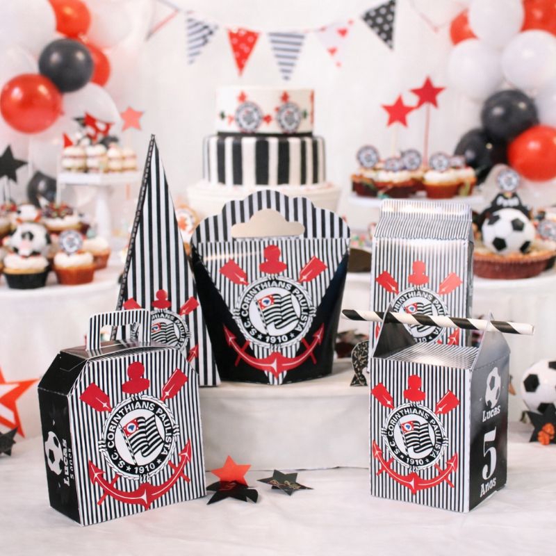Kit Festa Corinthians Personalizado Promoção Lembrancinhas Infantil Futebol Nome e Idade Aniversário pegue e monte