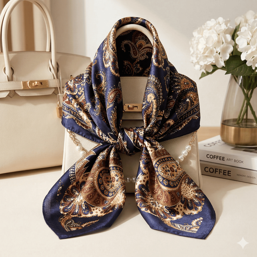 Lenço de Cetim Estampado Feminino Acessório Elegante para Cabelo Pescoço ou Bolsa Estilo Fashion