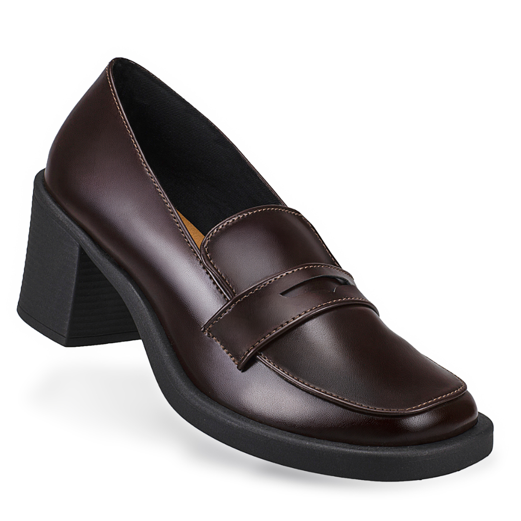 Mocassim Feminino Salto Bloco Médio Estilo Loafer Com Pala Elegante Confortável 21025