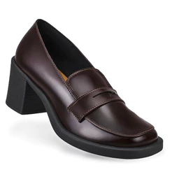 Mocassim Feminino Salto Bloco Médio Estilo Loafer Com Pala Elegante Confortável 21025